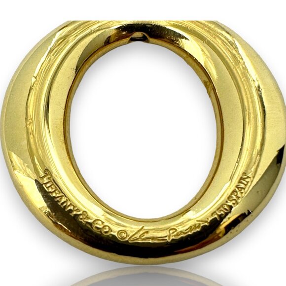 Tiffany & Co Elsa Peretti Sevillana 18k Yellow Gold Circle Pendant Spain Charm - Picture 3 of 3